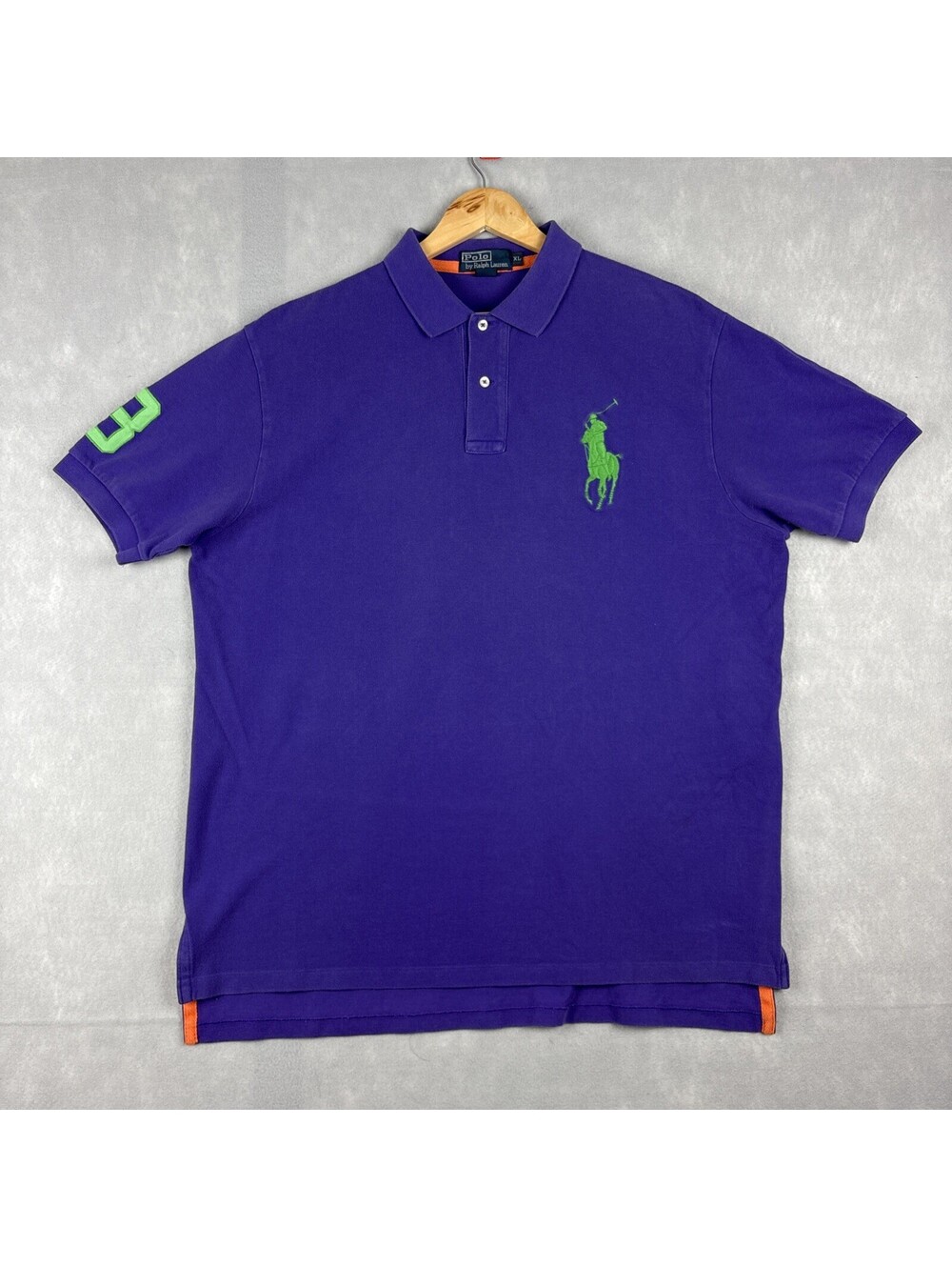 Polo Ralph Lauren Big Pony Polo Shirt Mens XL Purple Green 3 Patch Preppy Casual